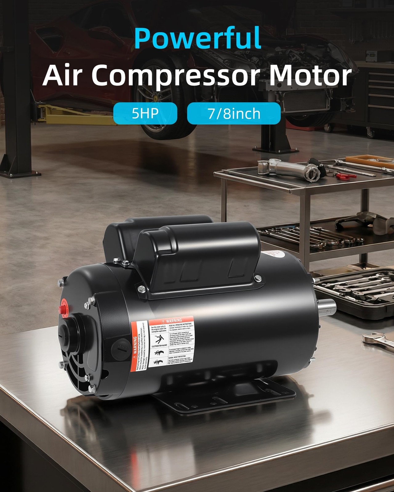 5HP SPL Air Compressor Electric Motor 17.6Amps 56 Frame 3450RPM 7/8“ Keyed Shaft