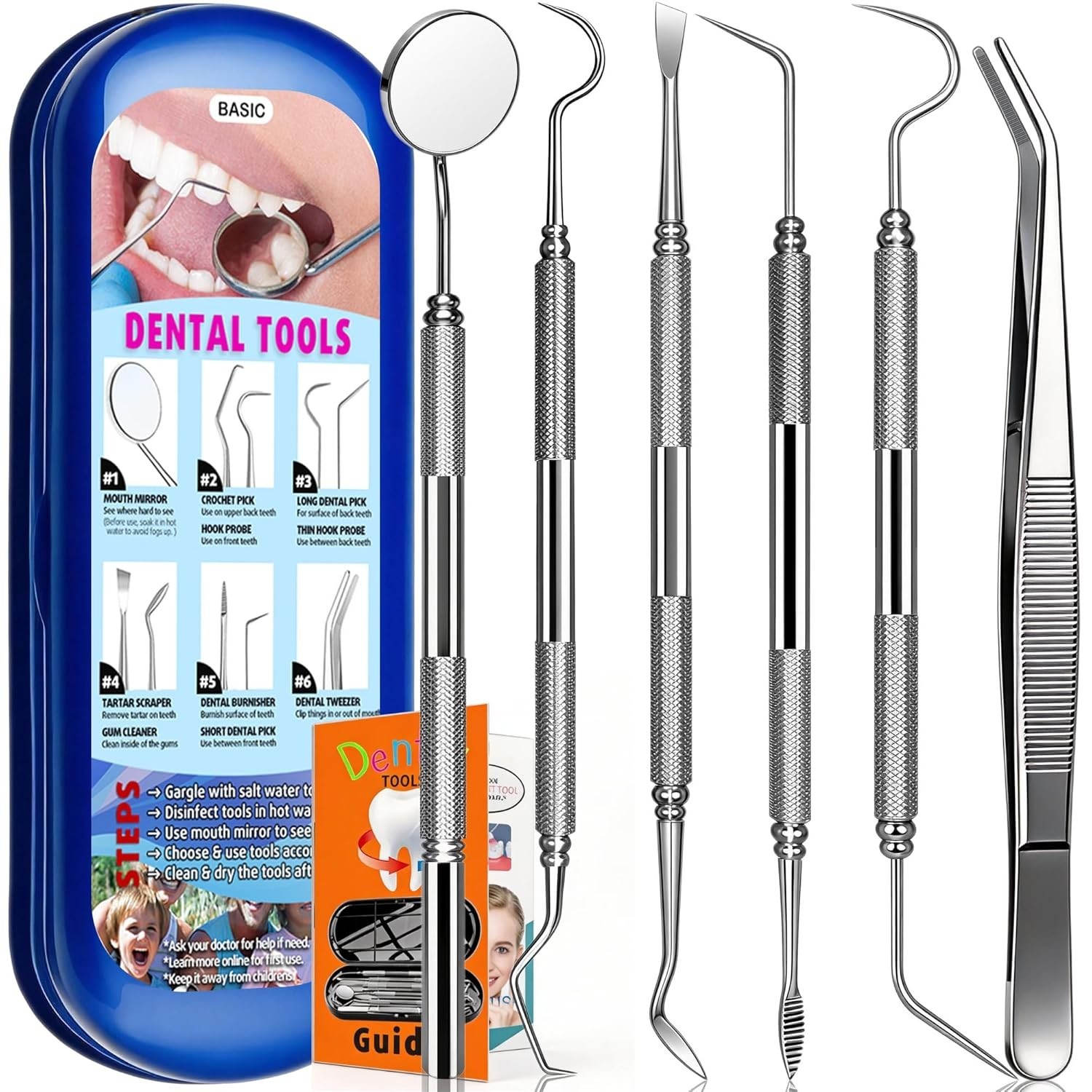 Dental Tools, Plaque Remover Teeth Cleaning Tool﻿s Kit, Stainless Steel Denta…