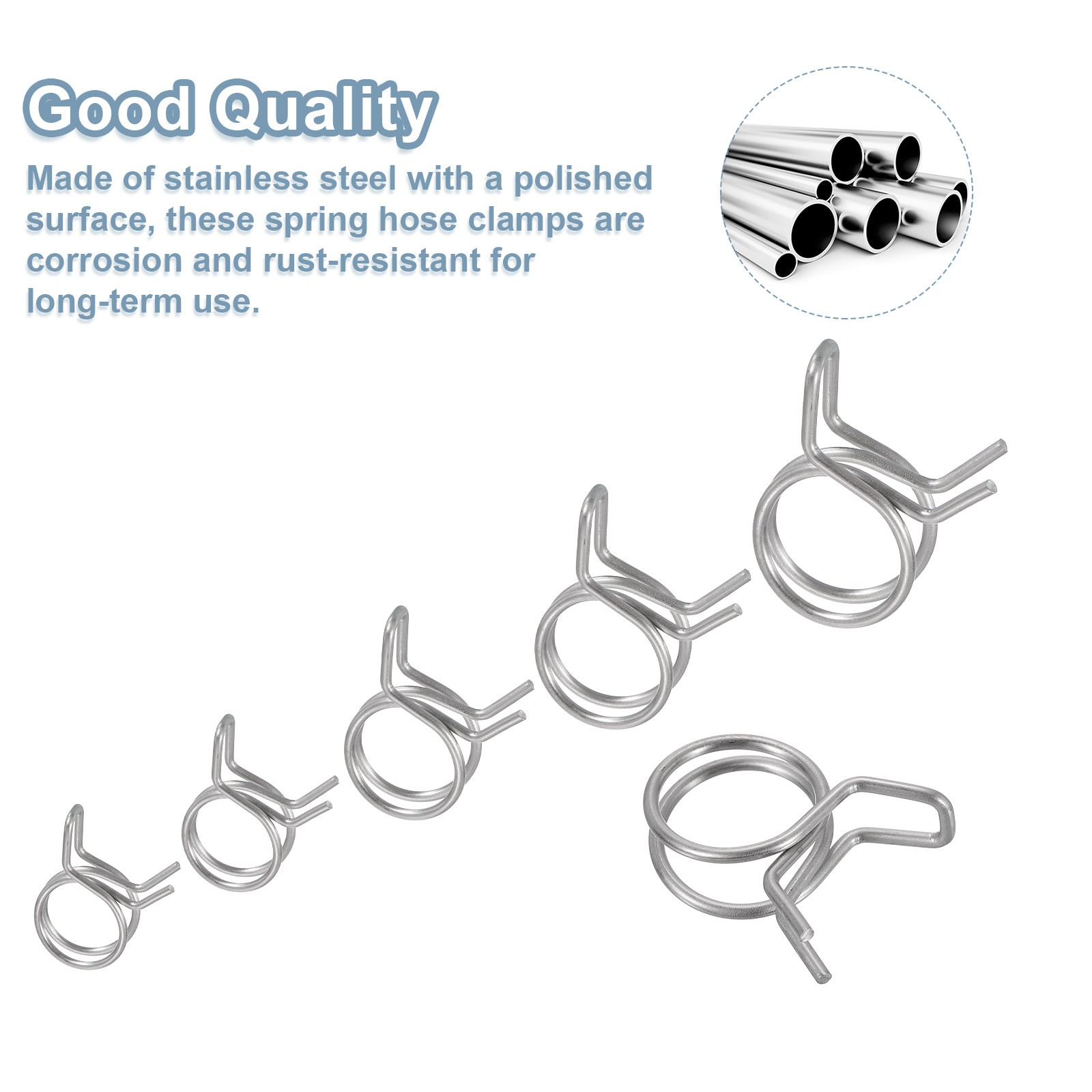 15Pcs 8mm/0.32inch Double Wire Spring Hose Clamp