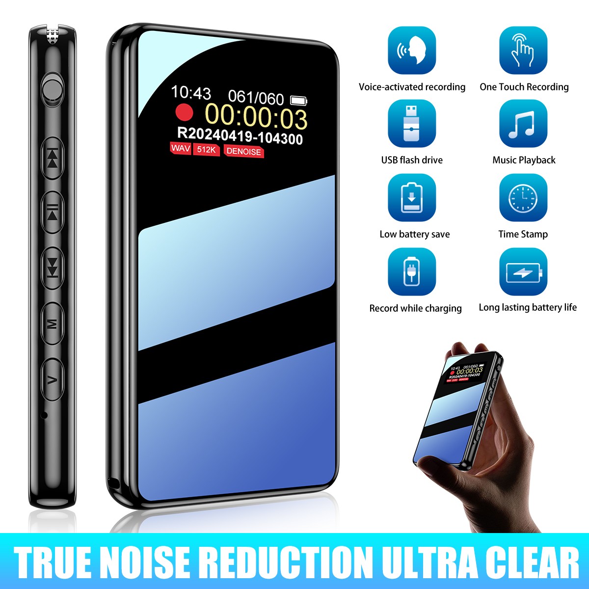 New 32GB Voice Recorder 1536Kbps HD Audio Voice Activated for Lectures Meetings
