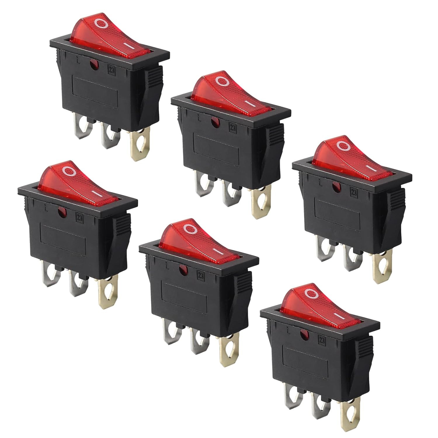 6 Pcs RED AC110V/120V Rocker Switch LED Light 3 Pin SPST ON-Off – USA SHIPPING