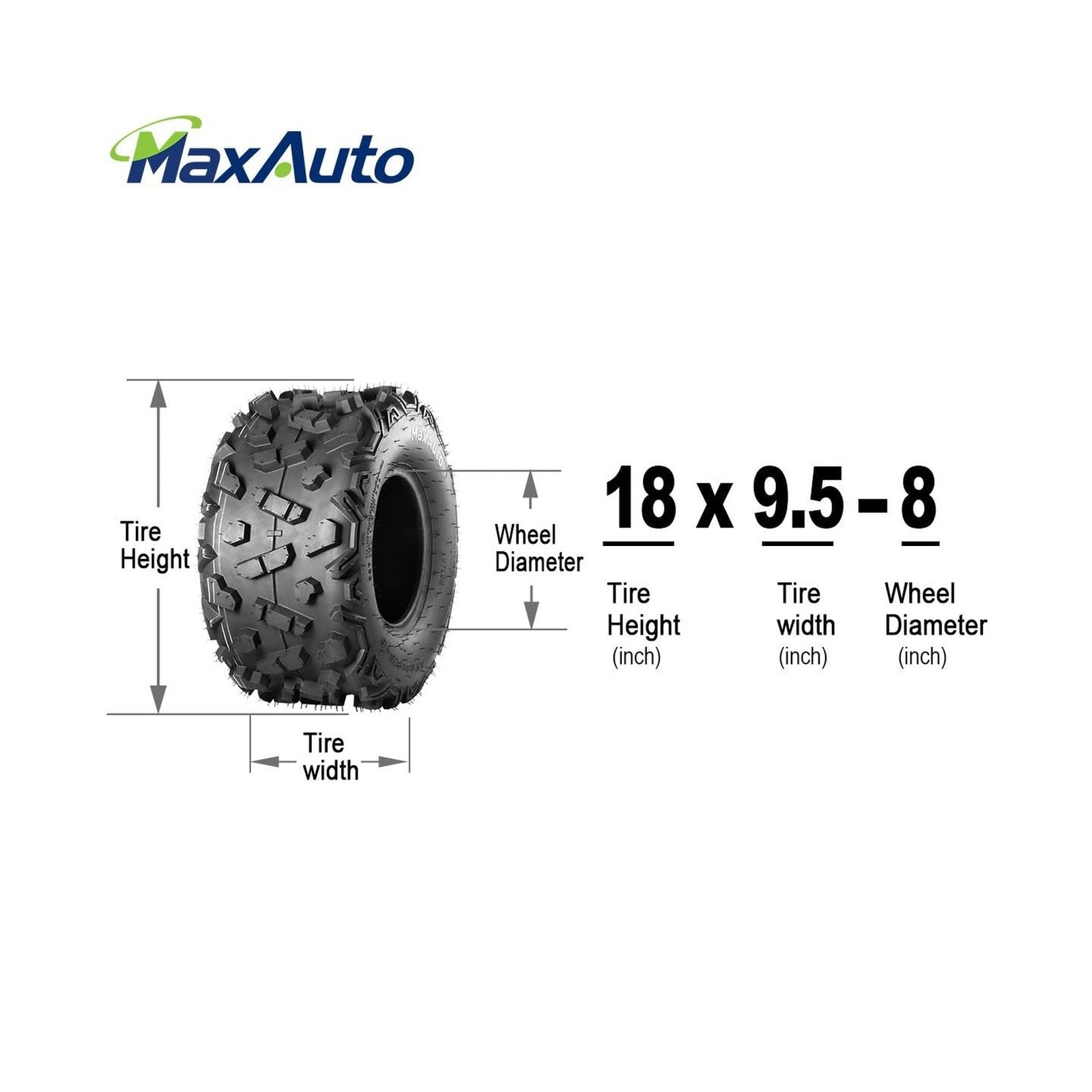 MaxAuto AT18x9.50-8 ATV Tires 18×9.5-8 Lawn tractor Tires 18×9.5×8 Zero Turn …