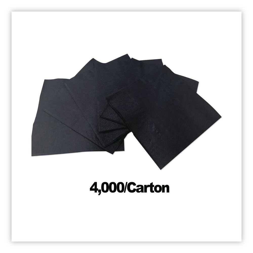 GEN 1401 9 in. x 4.5 in. 1-Ply Cocktail Napkins – Black (4000/Carton) New