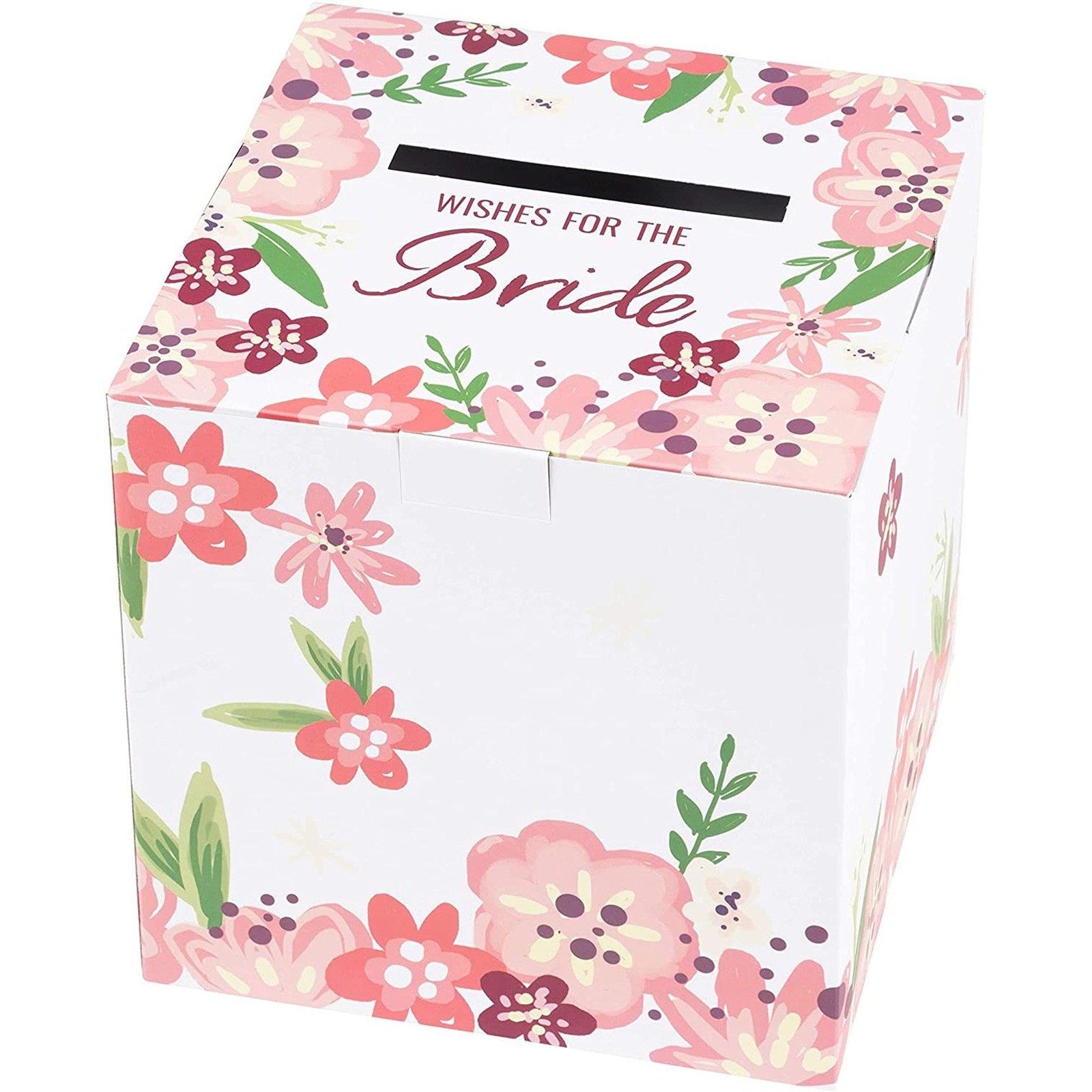 Juvale Advice Card Box 8 x 8 x 8 inches (box), 4 x 2.5 (cards), Pink