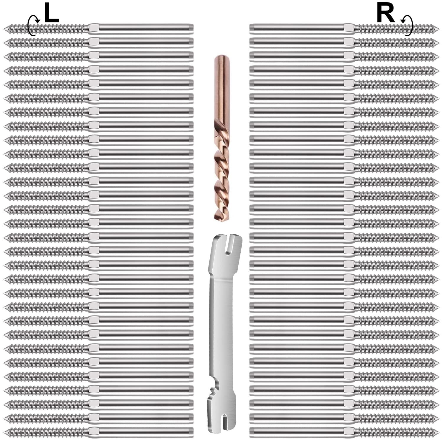 50 3/16″ T316 Stainless Steel Right Left Handed Thread Swage Lag Screws for Wood