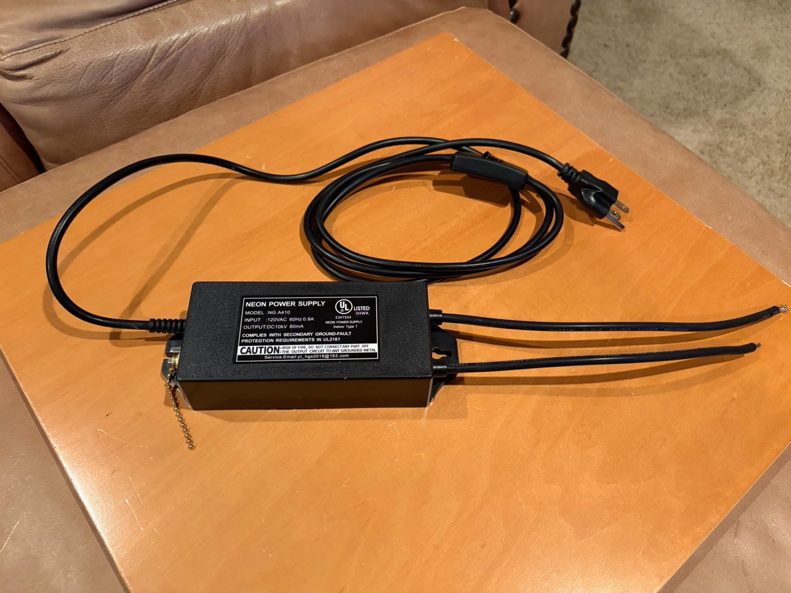 Neon Power Supply NG.A410 120VAC 0.9A to 10kVDC 80mA Wall Mount