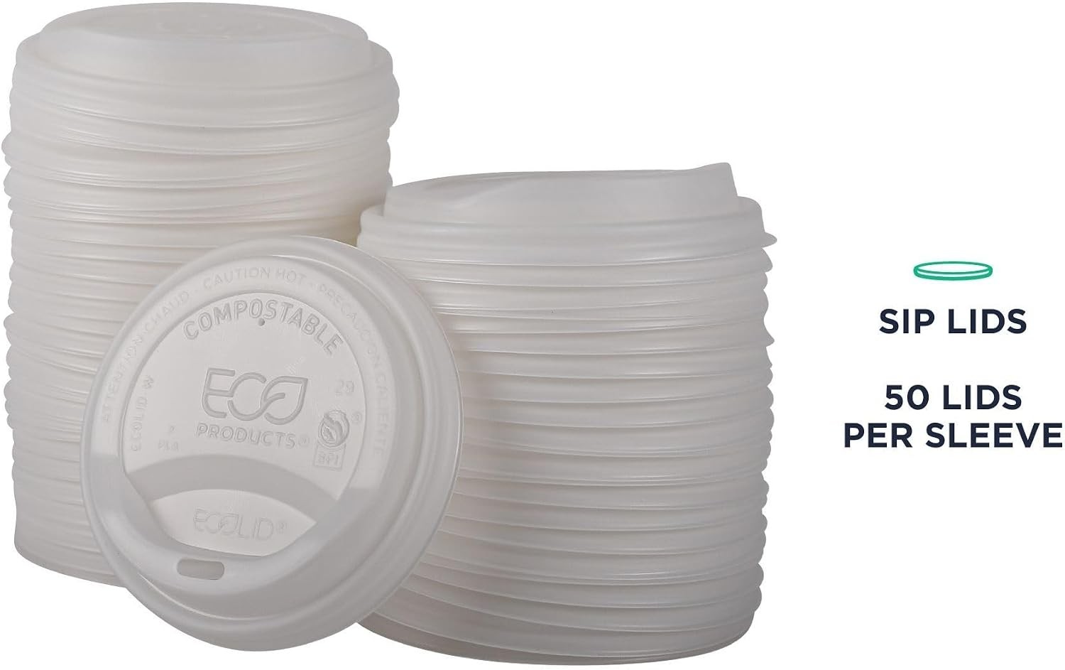 Eco-Products Compostable Coffee Cup Lids Case of 800 White EcoLid Fits 10-20oz