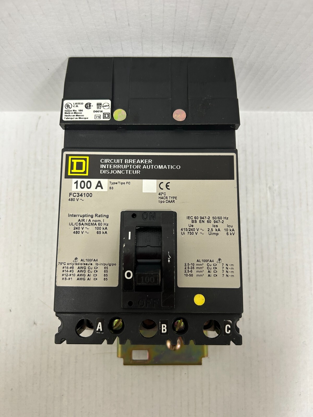 NEW TAKEOUT SQD FC34100 3P-100A- 480v *SHIPS FREE SAME DAY UPS*