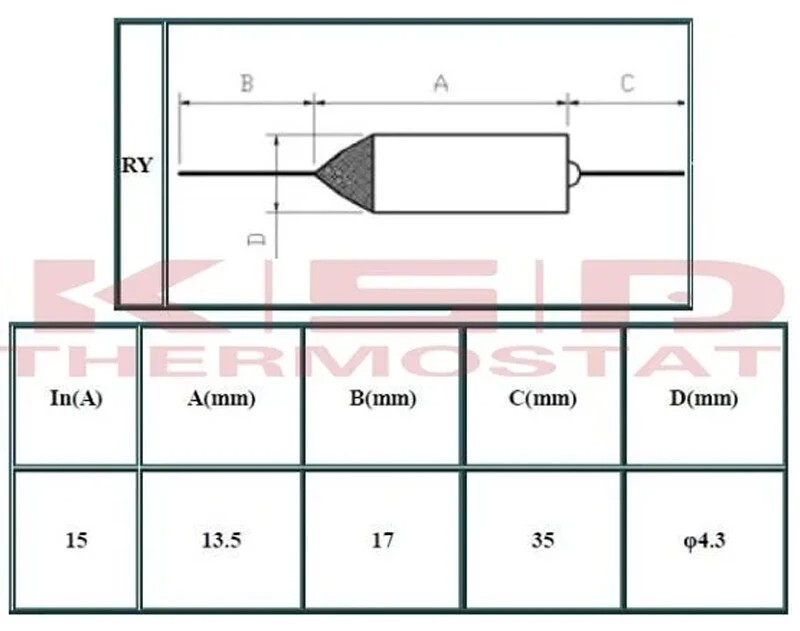 5 Pieces Thermal Fuse Cutoff RY TF | 90°C 194°F | 10Amp | 250V A31 | US Ship