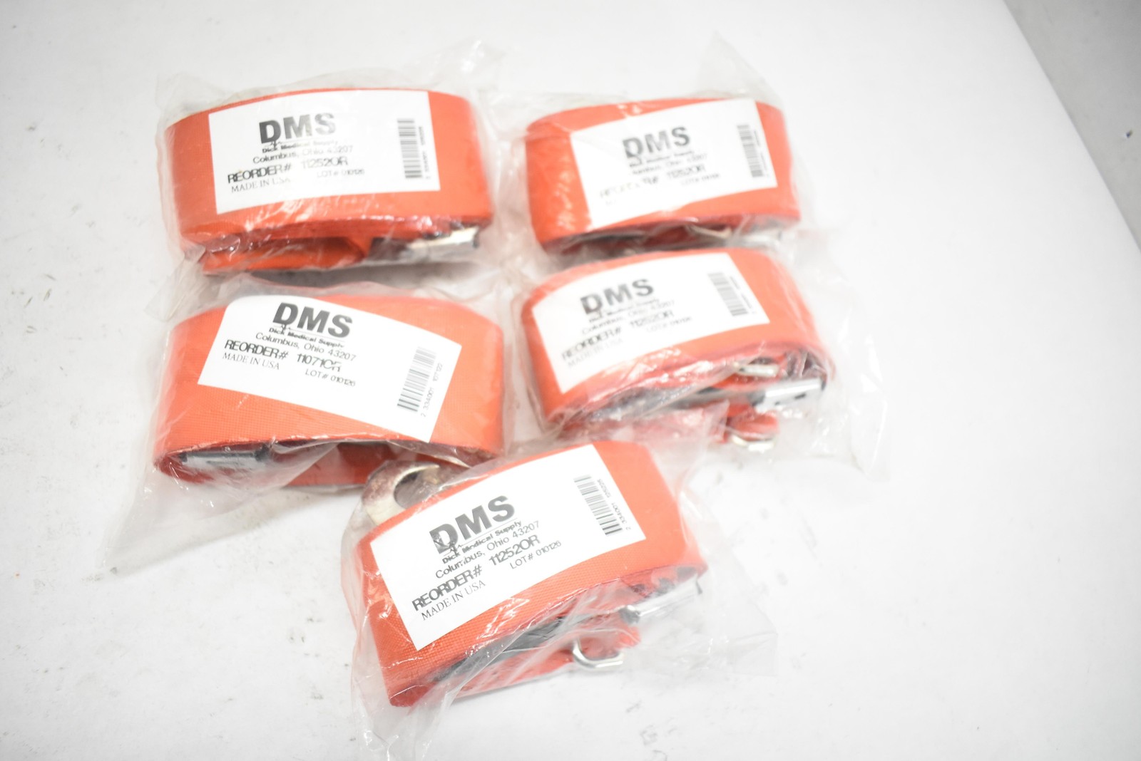 DMS 11252OR Orange Medical Restraint Straps Lot Of 5 Nylon Made In USA