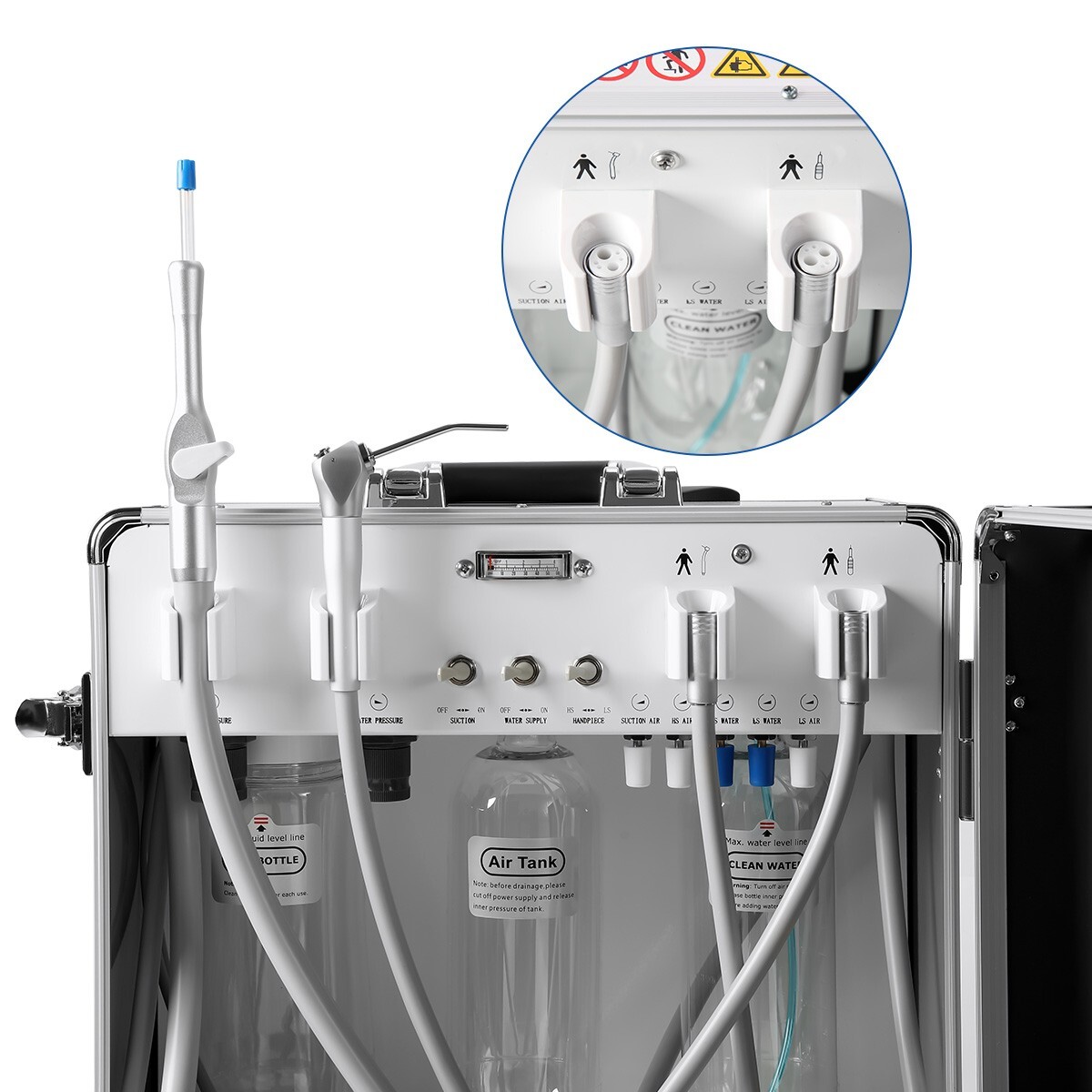 Portable Dental Mobile Delivery Unit System Air Compressor Strong Suction 4Hole