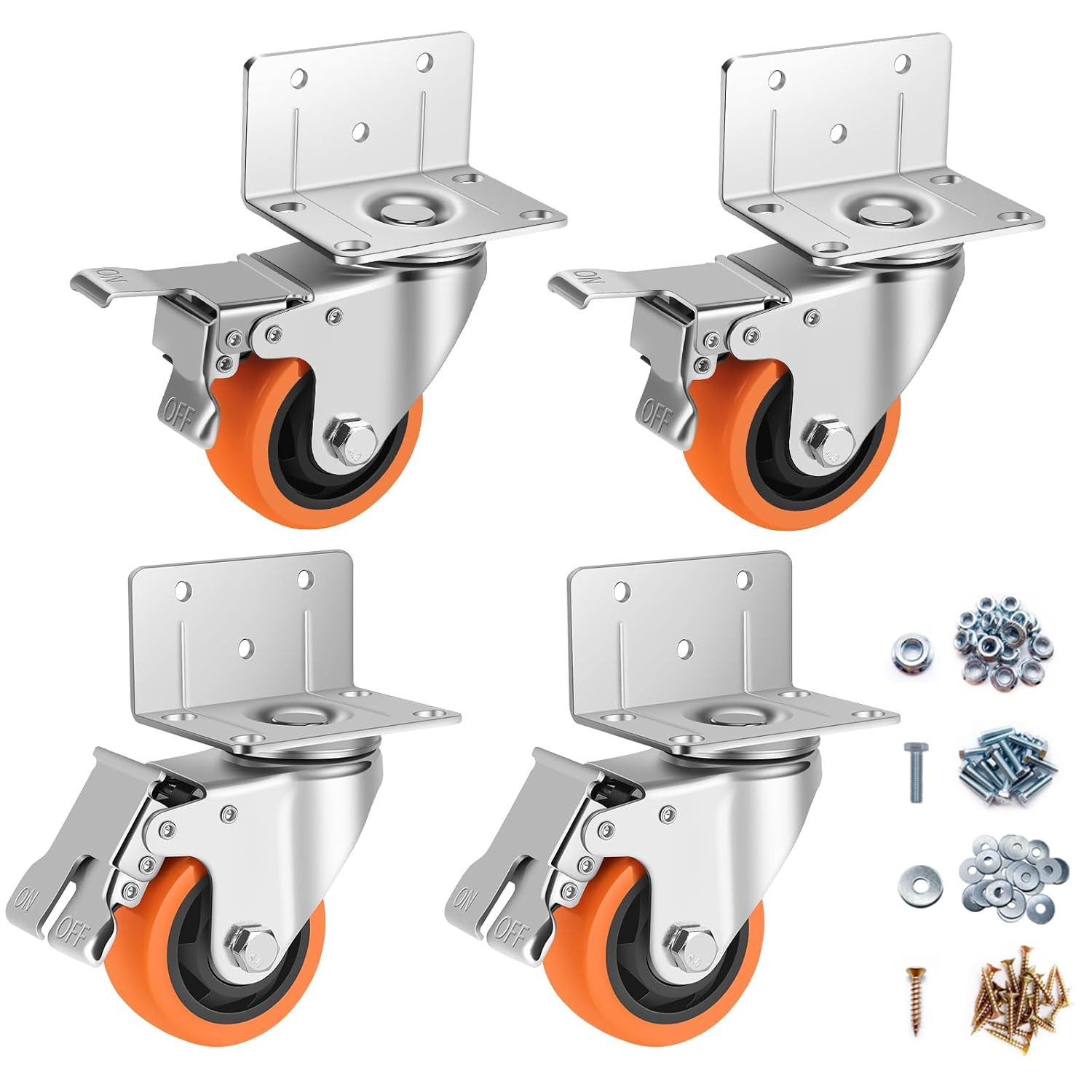 Caster Wheels,3 Inch L-Shaped Casters Set of 4 Heavy Duty for Furniture | Indust