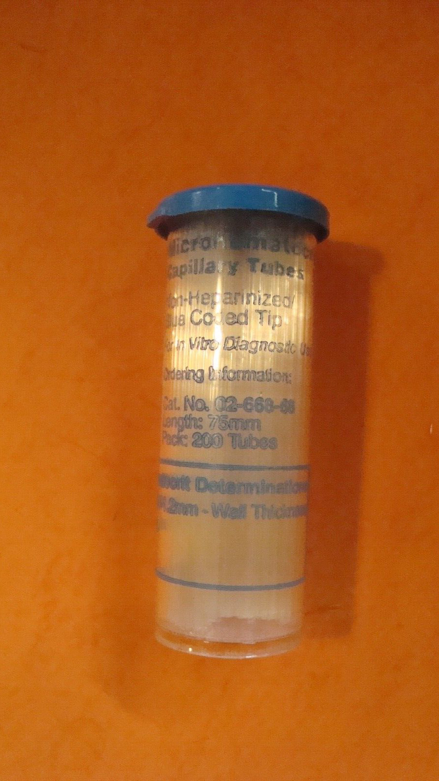 MICROHEMATOCRIT CAPILLARY TUBES 75mm Blue Tip 02-668-68 200 count