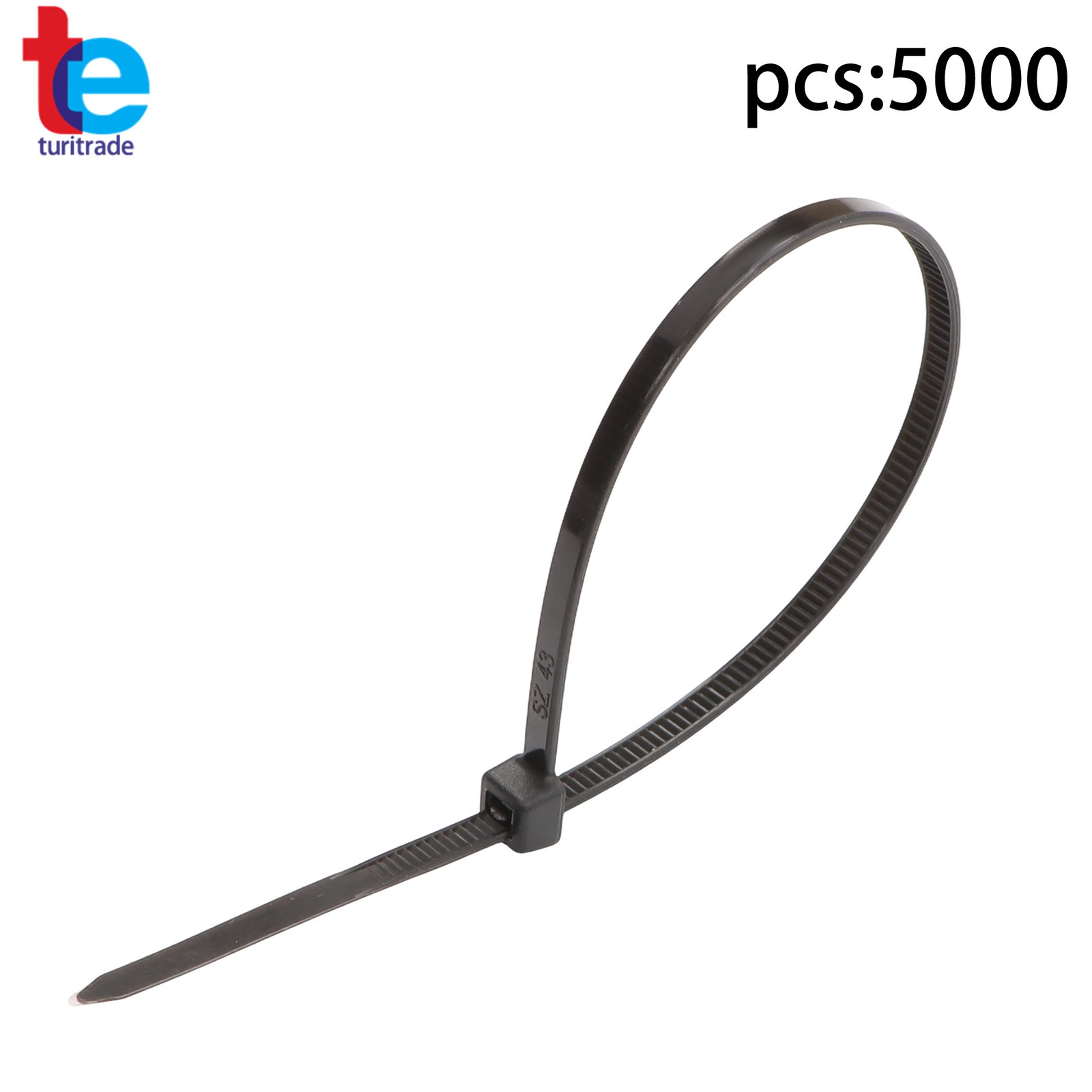 5000x 8″ Zip Ties 40lb Tensile Uv Black Heavy Duty Cable Ties 0.14″ Width