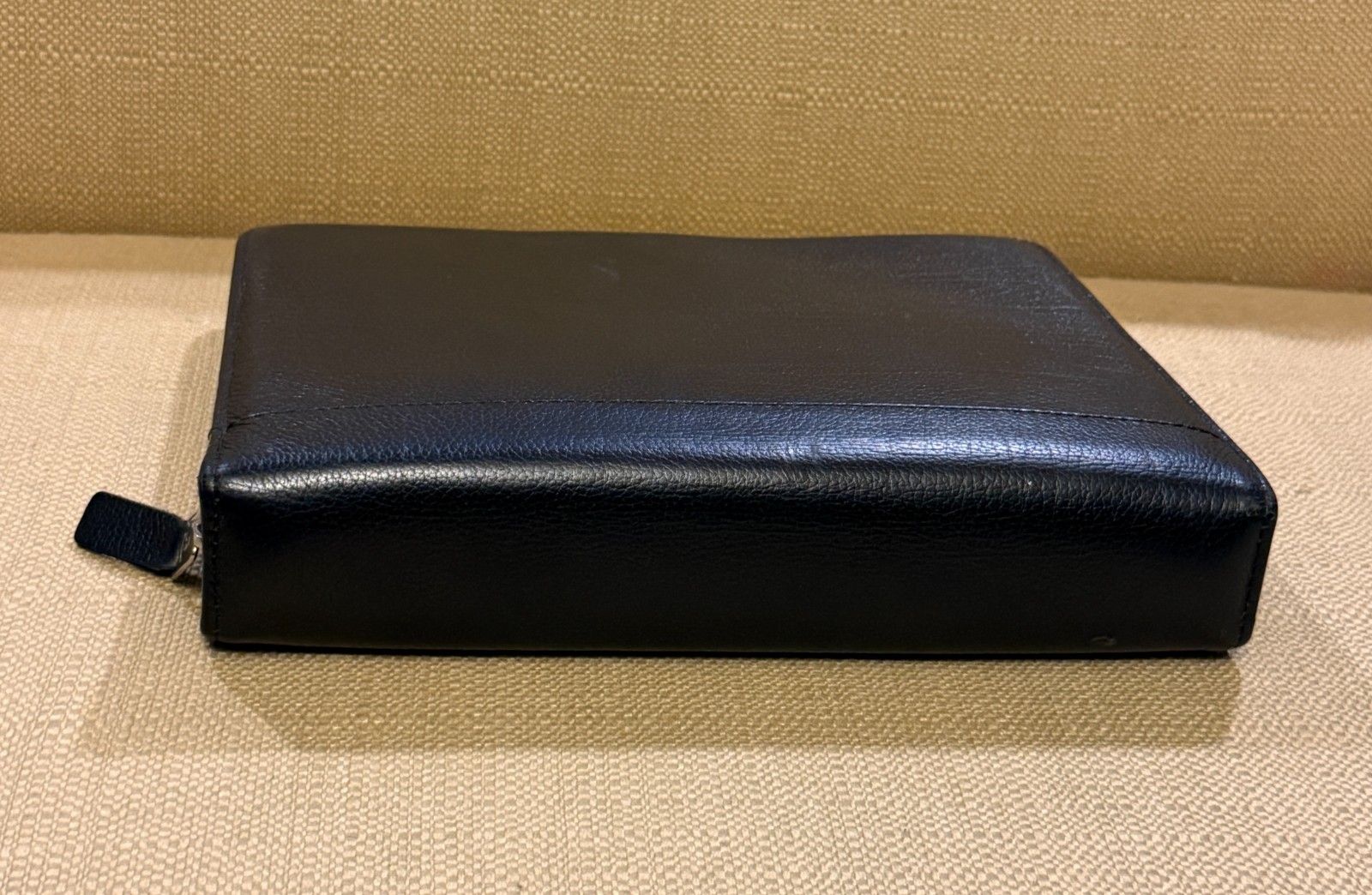 Franklin Quest Classic Black Pebble Leather Zip Around Binder 7-Ring Organizer
