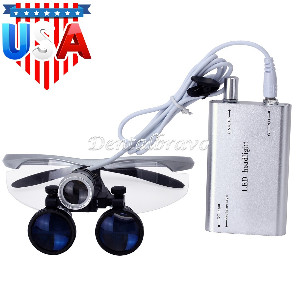 3.5X Dental Surgical Loupes Portable LED Head Light 420mm Medical Glasses Loupe