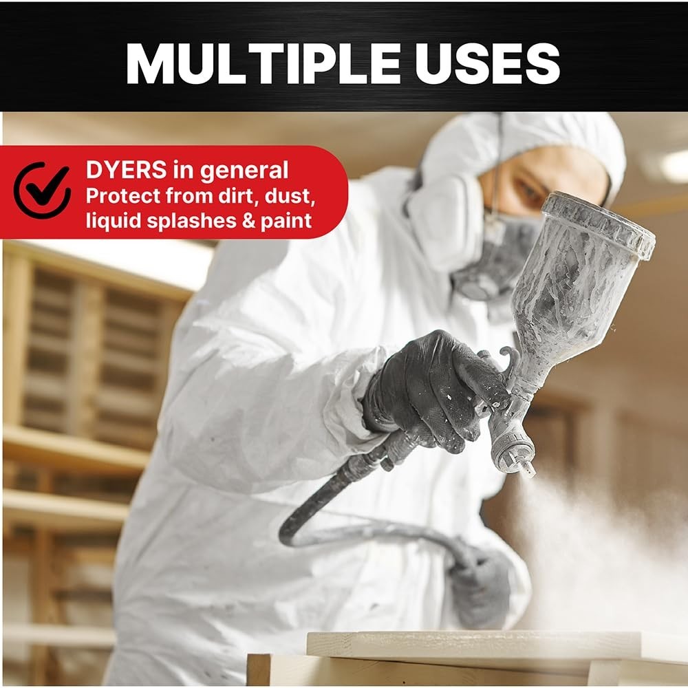LAUCO White Polyester Reusable & Washable Paint Coverall Spray Suit With Hood
