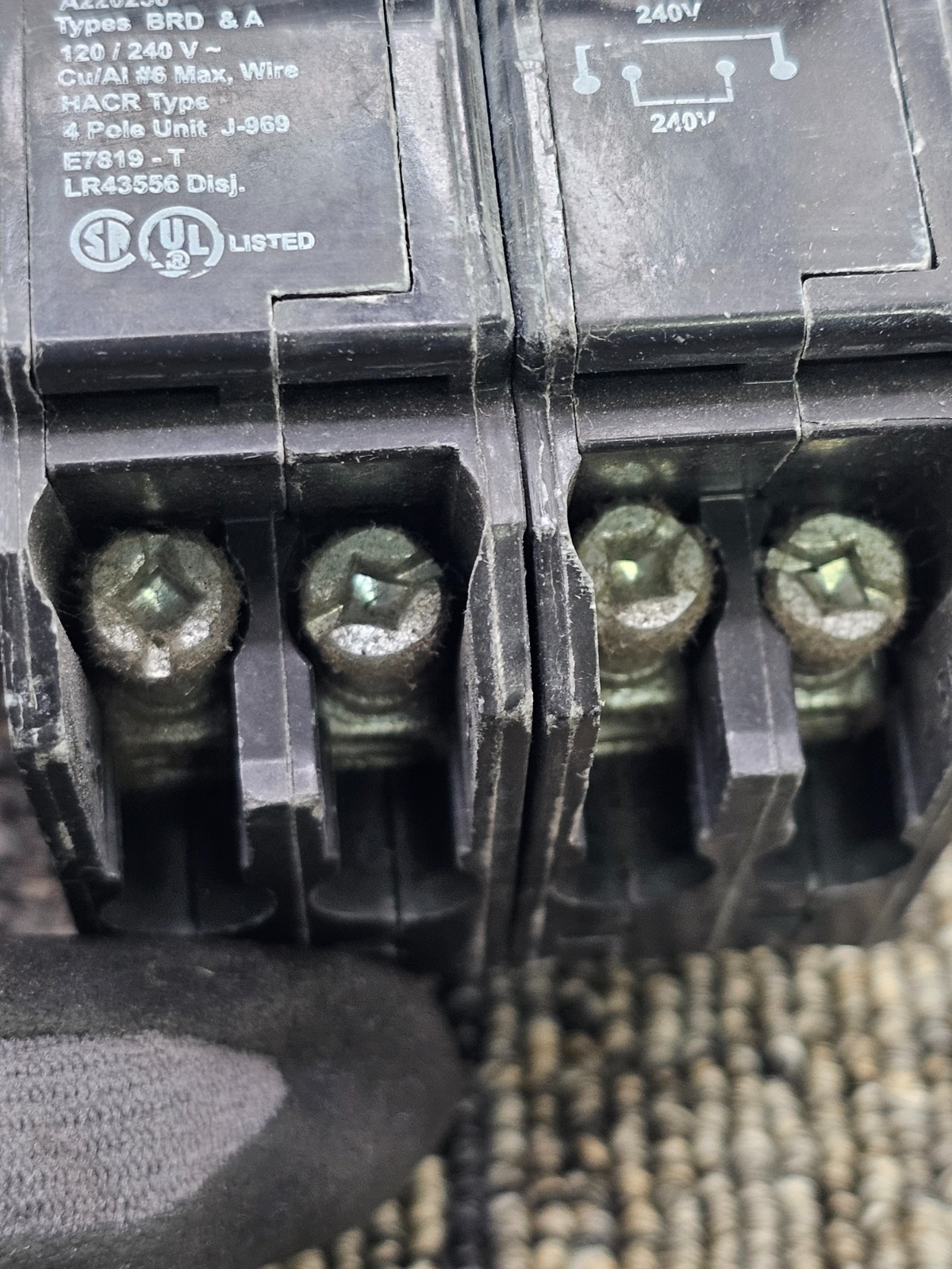Eaton BQ220250: Cutler-Hammer Type BR 20A/50A 4-Pole Quad Circuit Breaker