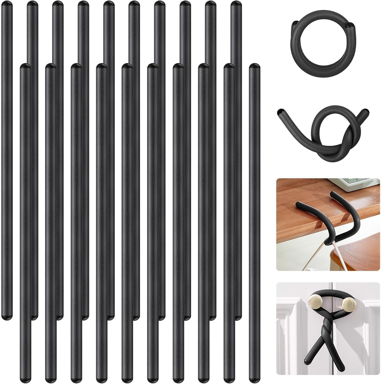 20 Pcs 17 Inch EVA Foam Twist Rubber Ties Reusable Bendable Cable Tie Straps Fle