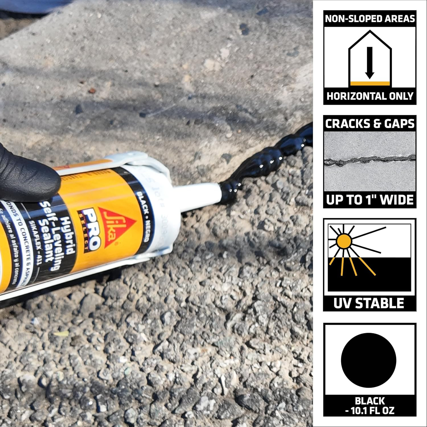 flex 411 Hybrid Self-Leveling Sealant Black 10.1 Oz Crack Filler