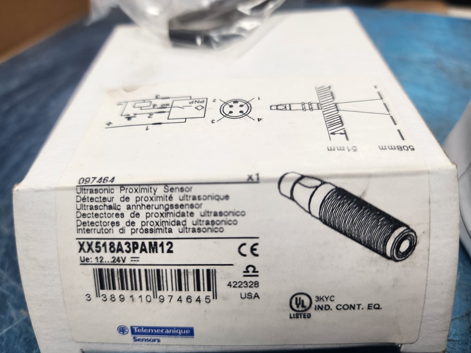 🤠 NEW TELEMECANIQUE ULTRASONIC PROXIMITY SENSOR 12/24 VDC XX518A3PAM12