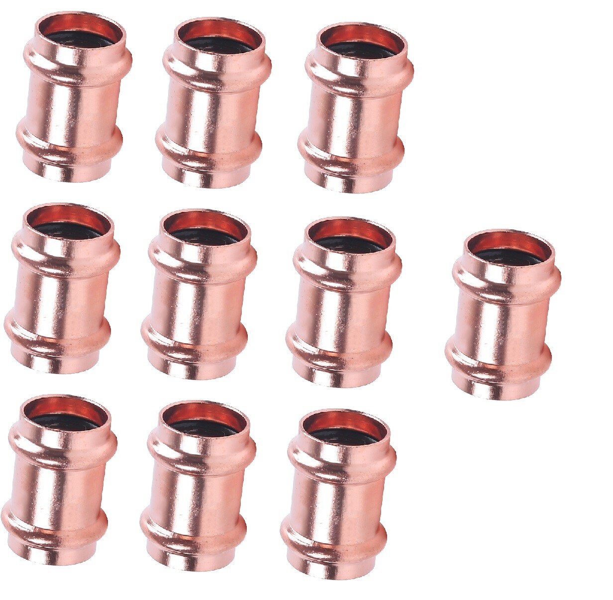 (10) 3/4″ Press Copper Fittings Propress Press Slip Coupling No Pipe Tube Stop.