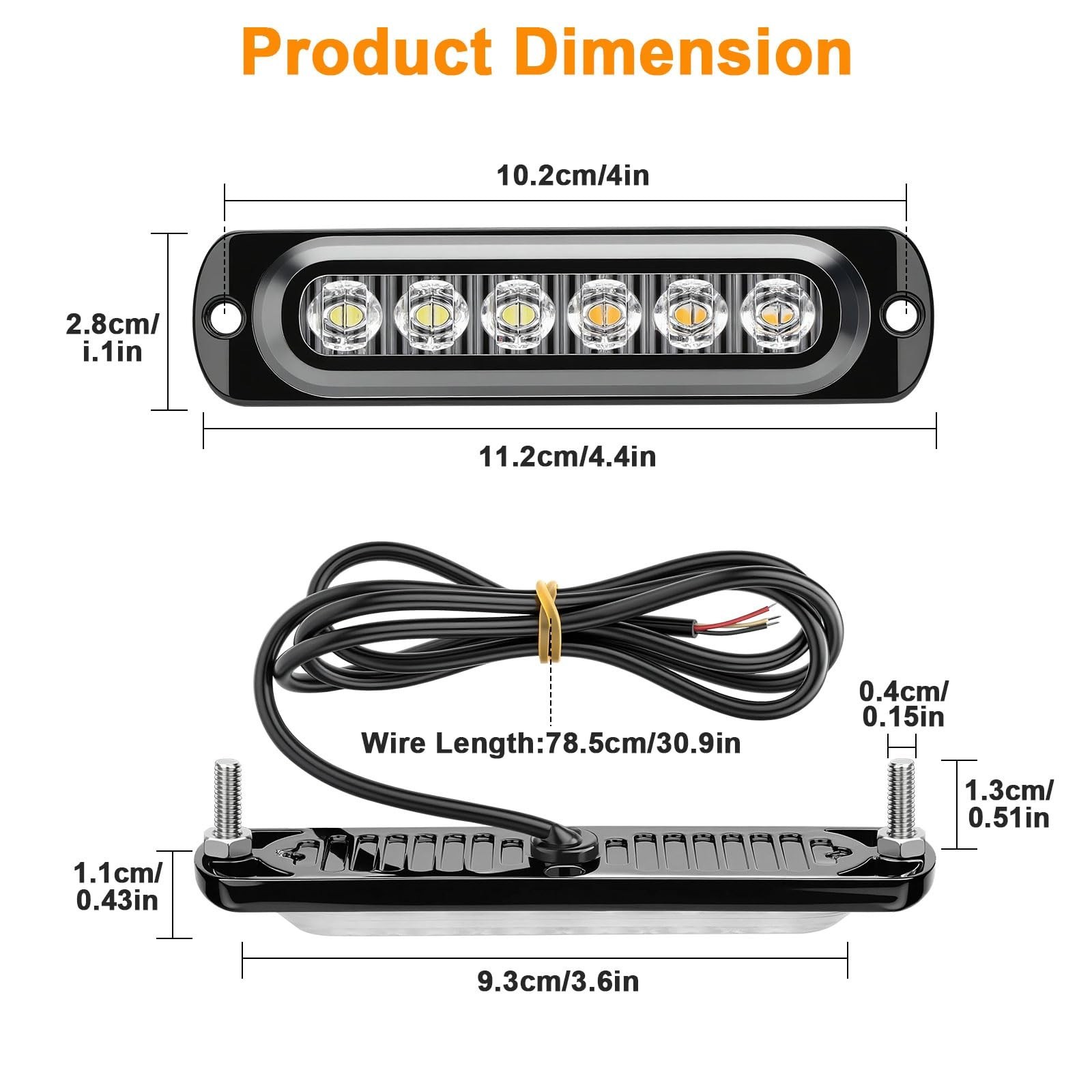 EEEKit 10 PCS LED Emergency Strobe Lights, 6 LED Amber White Strobe Warning E…