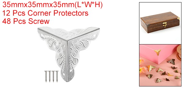 12 Pcs 35mm Decorative Box Corner Cover, Corner Protector, Silver