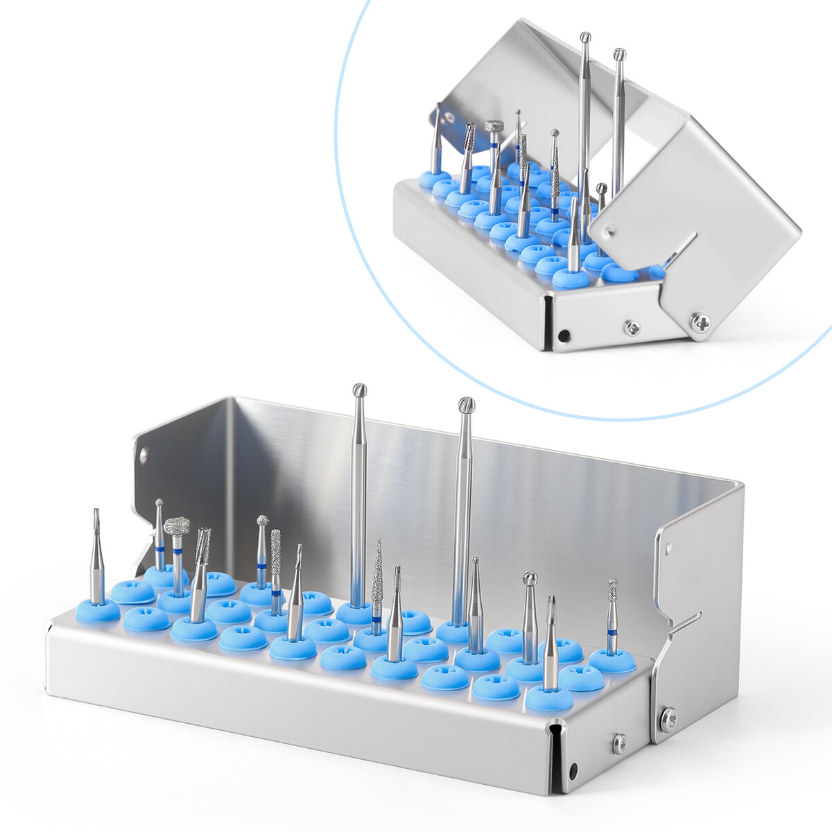 8/30 Holes Dental Bur Holder Disinfection Block Case Box Dentist Stand Autoclave