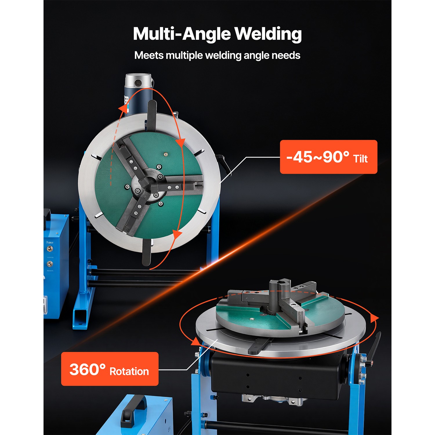 Uimoso Rotary Welding Positioner Turntable Table, 441 lbs Load, Tilt -45° to 90°
