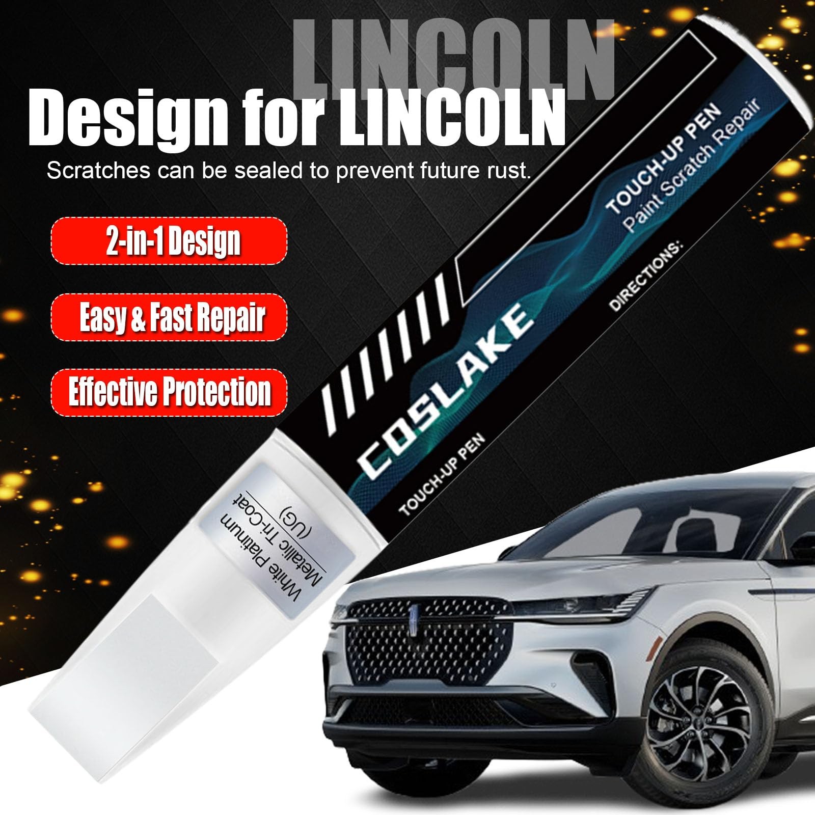 COSLAKE Car Touch Up Paint(Red Carpet(D4)) for LINCOLN, Car Paint Scratch Rep…
