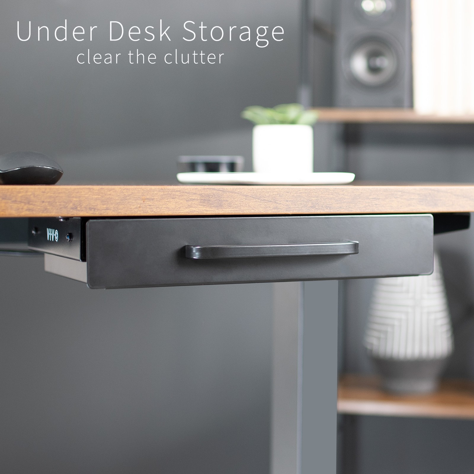 VIVO Black Space Saver Sliding Under Desk Storage Drawer with Pull Handle
