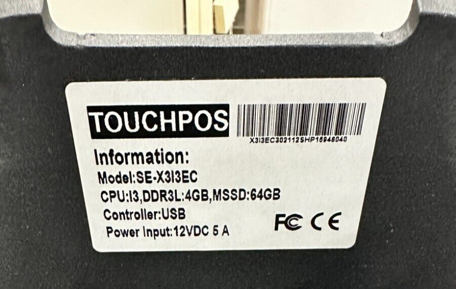 Add Canada 15″ Capacitive TS POS Terminal. Win 10. Intel I3. 64gb SSD. 4GB RAM