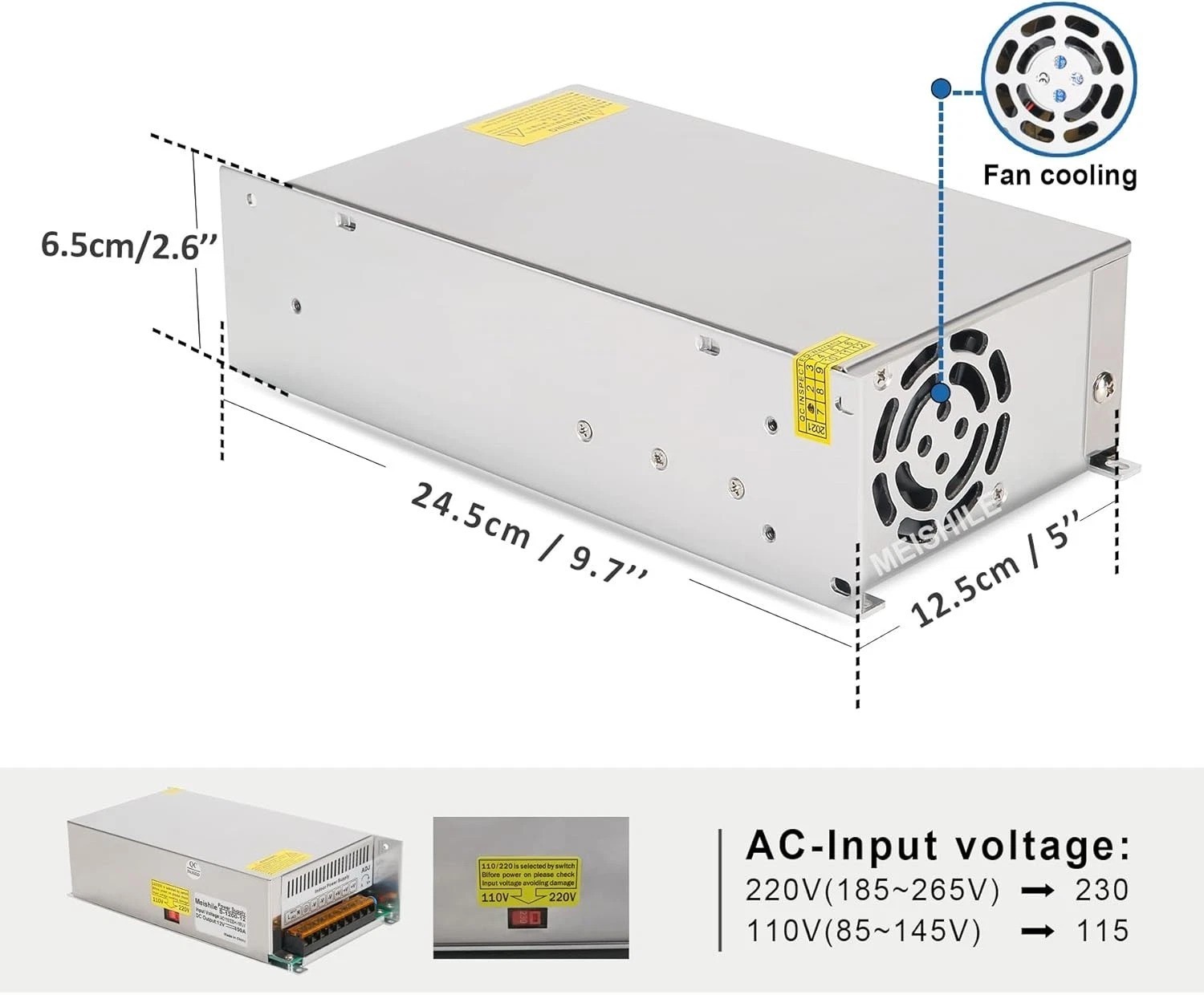 12V 100A 1200W Stable AC-DC Power Supply Adapter – LED, Motor, Amp