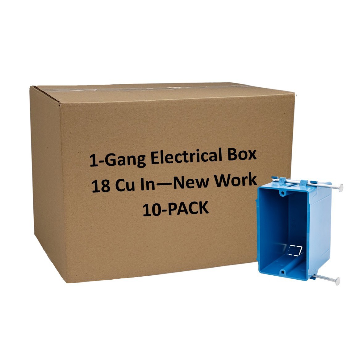 10-Pack New Work 1-Gang Electrical Outlet Box ETL Certified 18 Cu In Plastic