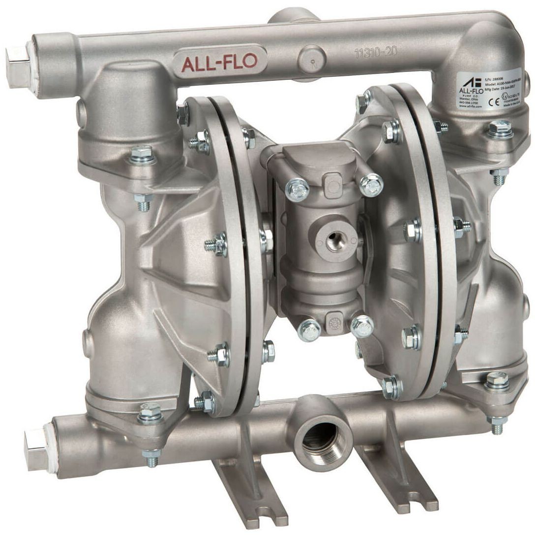 All-Flo Double Diaphragm Pump – A100-NAA-TTYT-B30, 1″, Aluminum, PTFE, 48 GPM