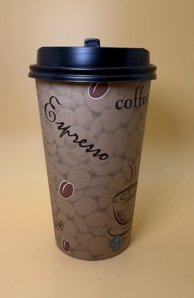 12 oz Disposable Paper Coffee Cups Coffee Bean Design and optional Lids