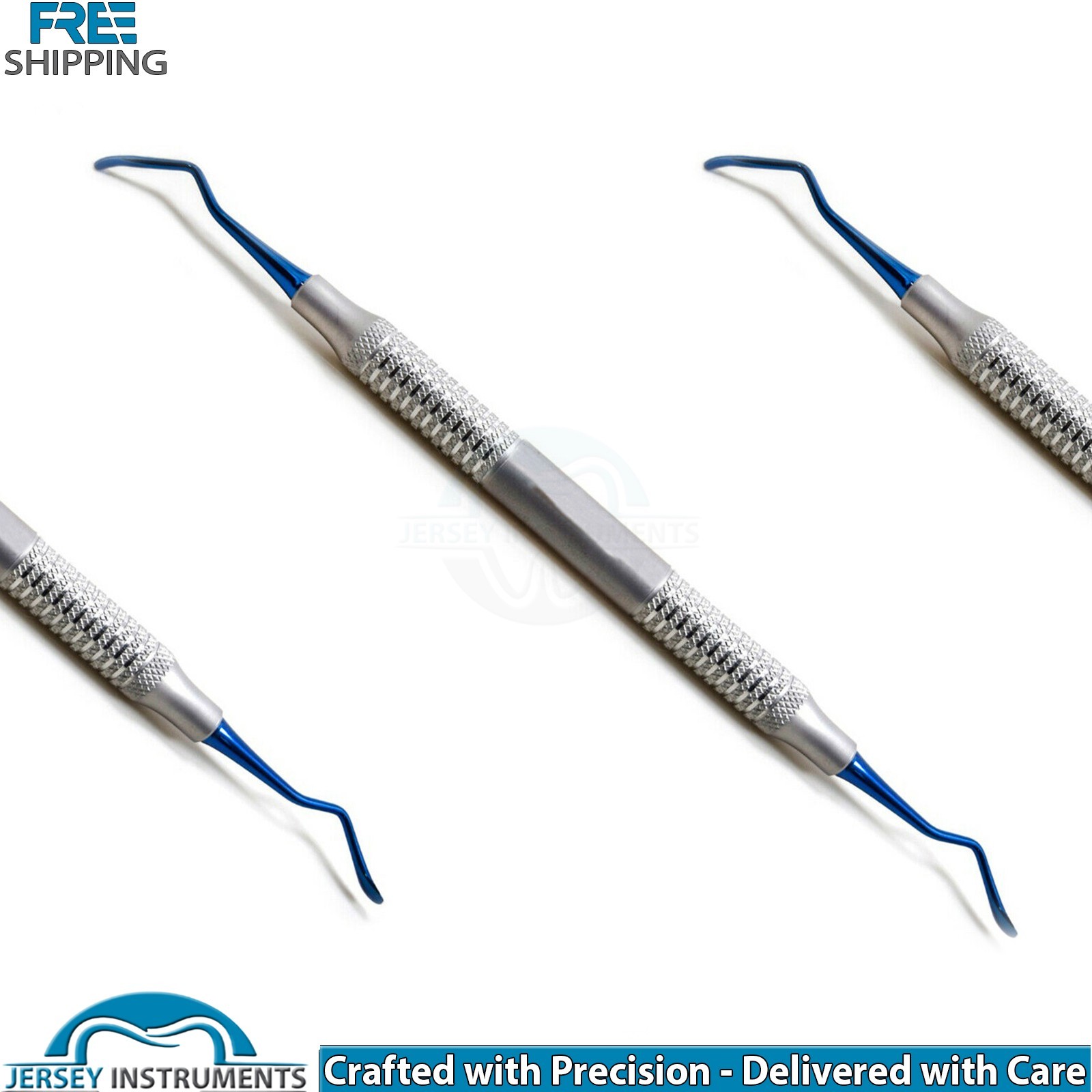Set of 5 Implant Surgery Tunneling Elevators Blue Tip Dental Surgical Instrument