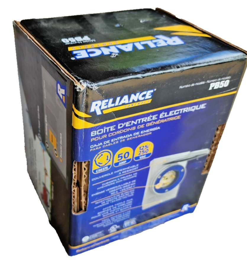 OEM Reliance Controls PB50, 50-Amp NEMA 3R, 125/250V Power Inlet Box Grey-CS6375