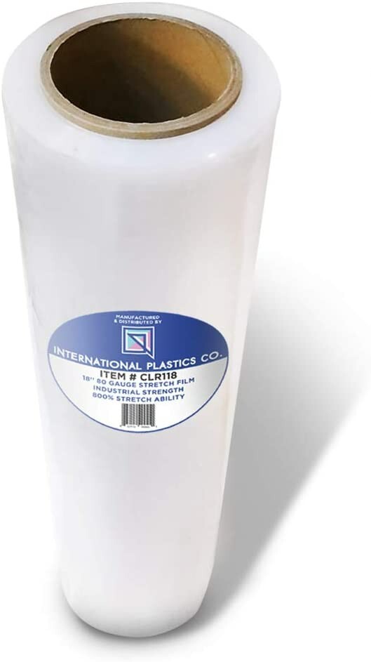 18″ Stretch Film/Wrap 80 Gauge 1200ft 500% Stretch Clear Pack of 4 Rolls