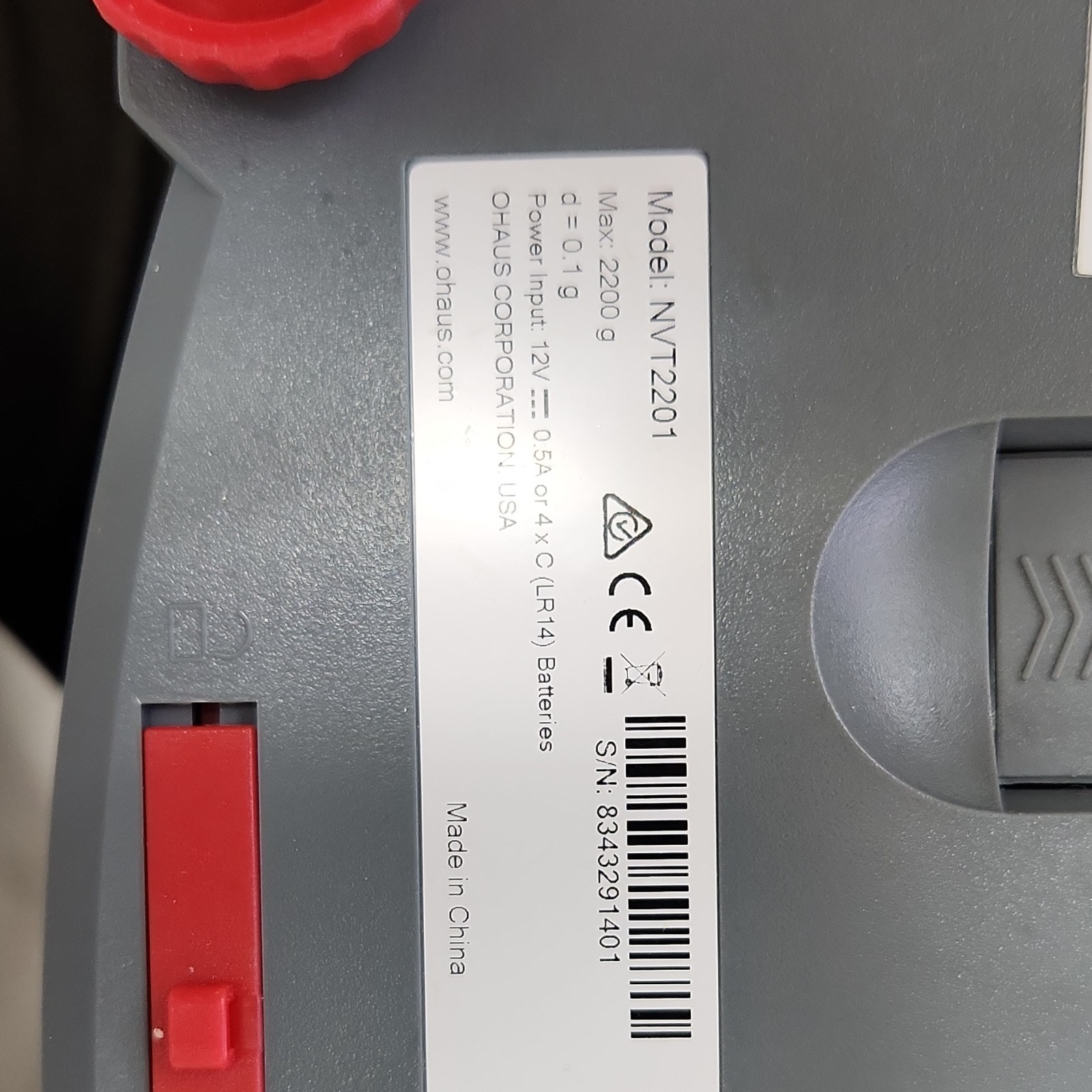 Ohaus NVT2201 Tabletop Scale Auto-Off Backlit Battery Operated AC Adapter
