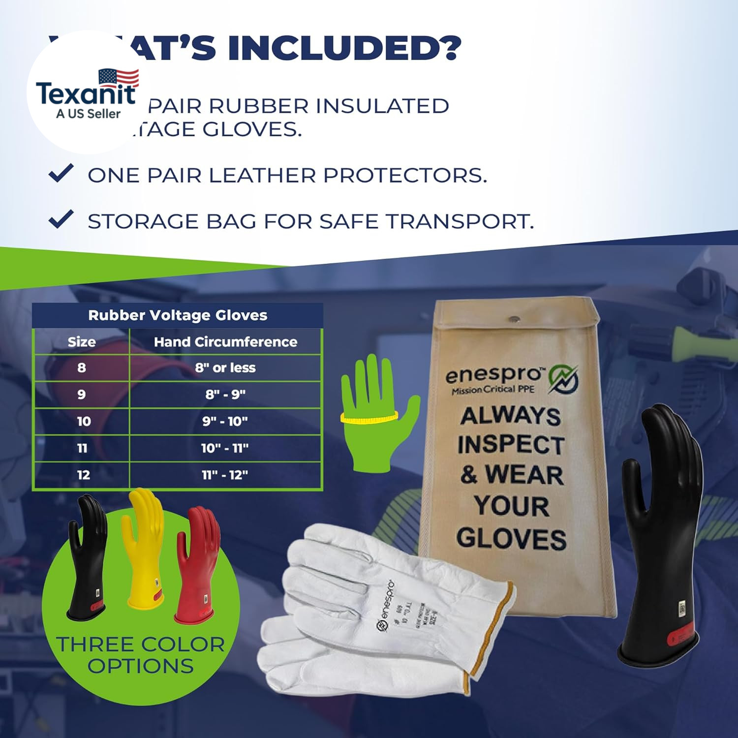 Class 0 Insulated Electrical Gloves – 1000V AC, 1500V DC Rubber Electrical Glove