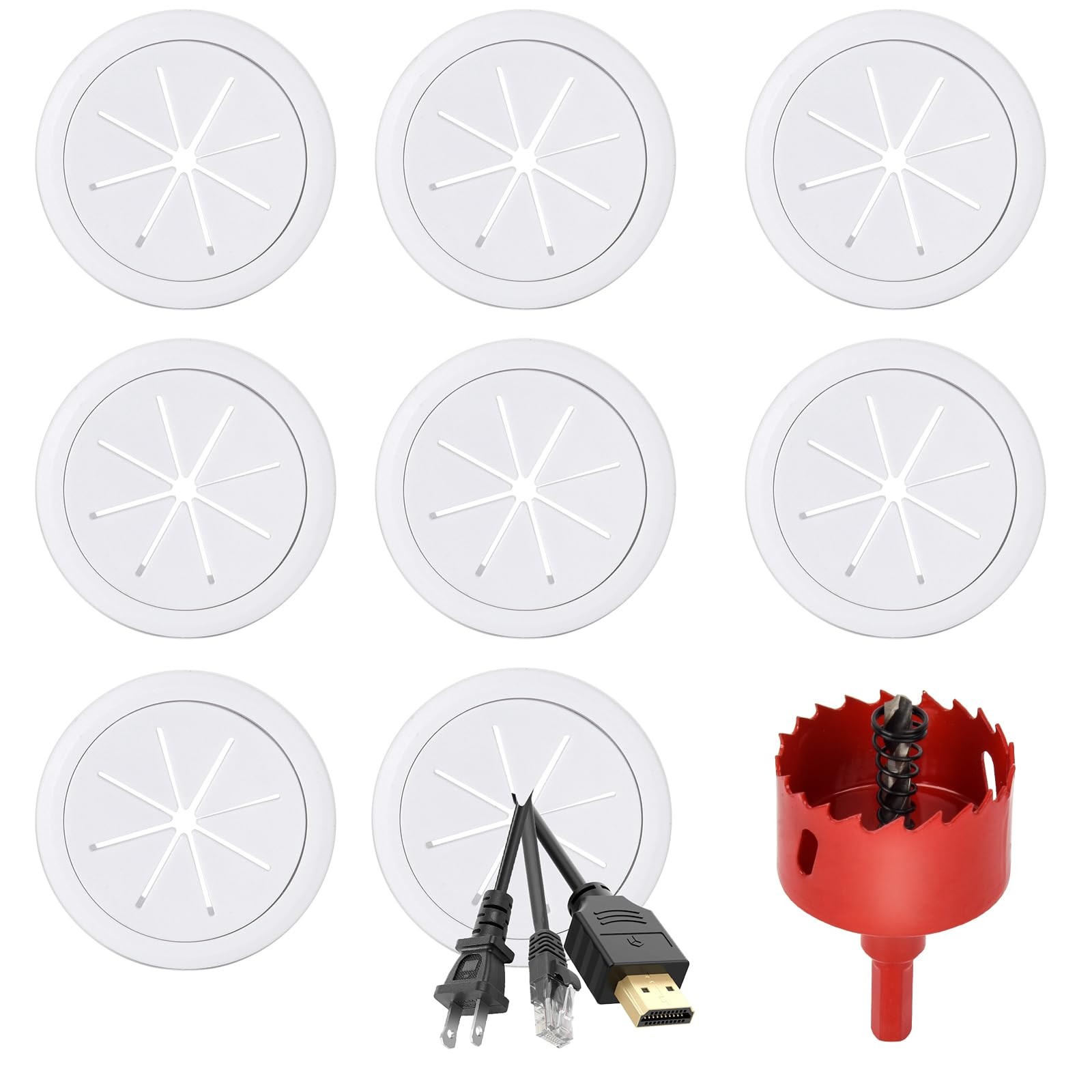 Desk Grommet 2 Inch 50 mm 8 Pack TV Cord Hider for Wall Mounted TVDesk Hole