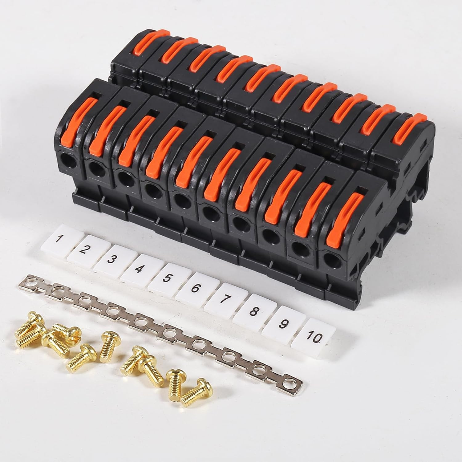 DIN Rail Terminal Blocks Kit, 30PCS Universal Compact Wire Wiring Connector with