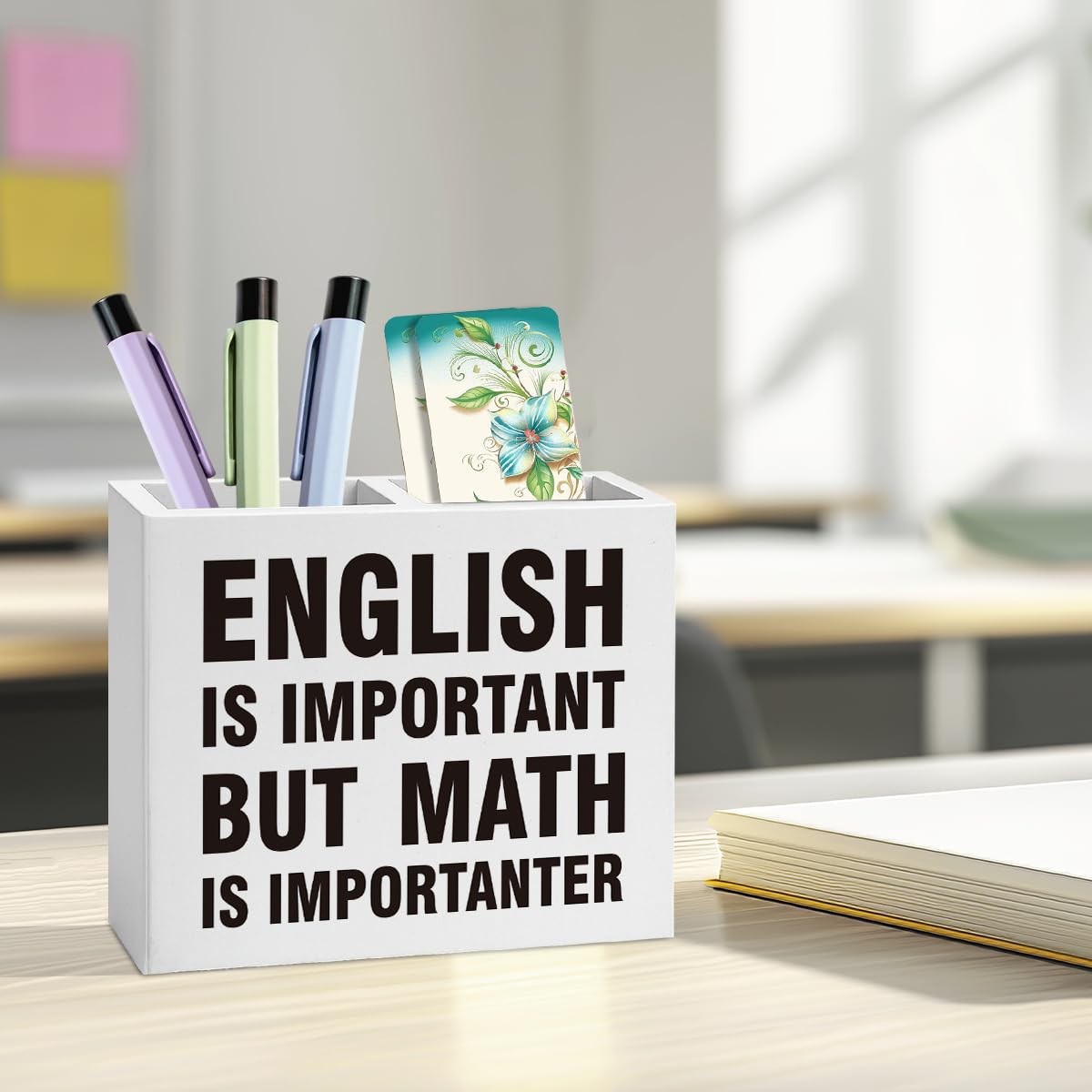 Eiseniy Bookmark Pen Pencil Holder for Classroom Math Decor English