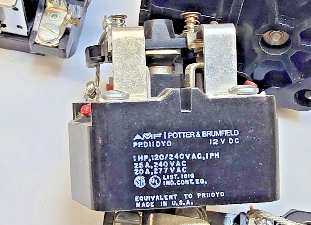 3 – Potter & Brumfield PRD11DY0-12 Power Relay 12VDC 1 Hp, 120 VAC/ 240 VAC 25A