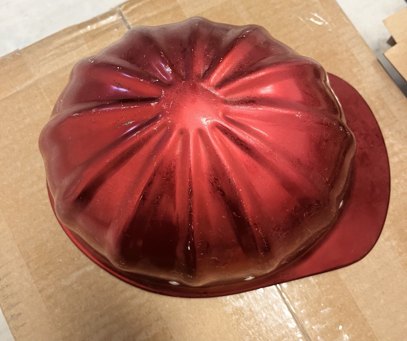 Vintage Fibre-Metal SuperLite Aluminum Hard Hat 1960-70’s Safety Cap CRIMSON