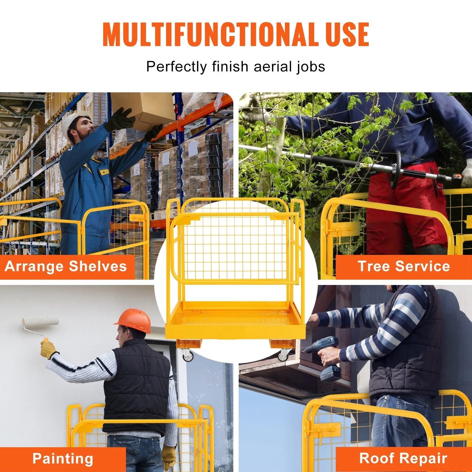 Forklift Safety Cage, 1200 lbs Load Capacity, 36 x 36 inches Folding Forklift