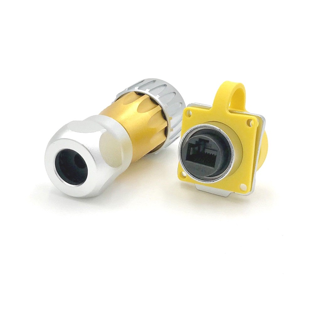 Ethernet Circular Connector RJ45 Plug & Socket Outdoor Waterproof IP67 Metal