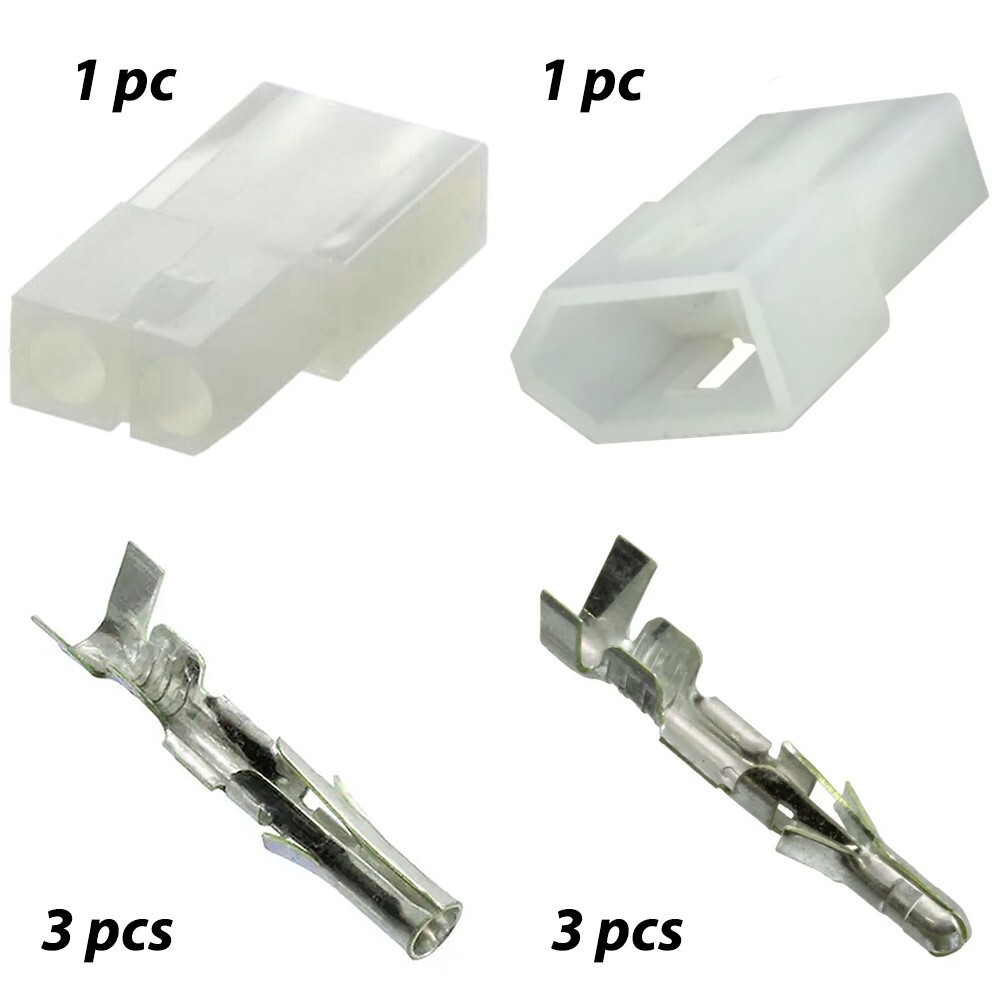2 Pin Molex Connector Matched Set, 14-20 AWG, .093″ Pins, with Ramp Locks